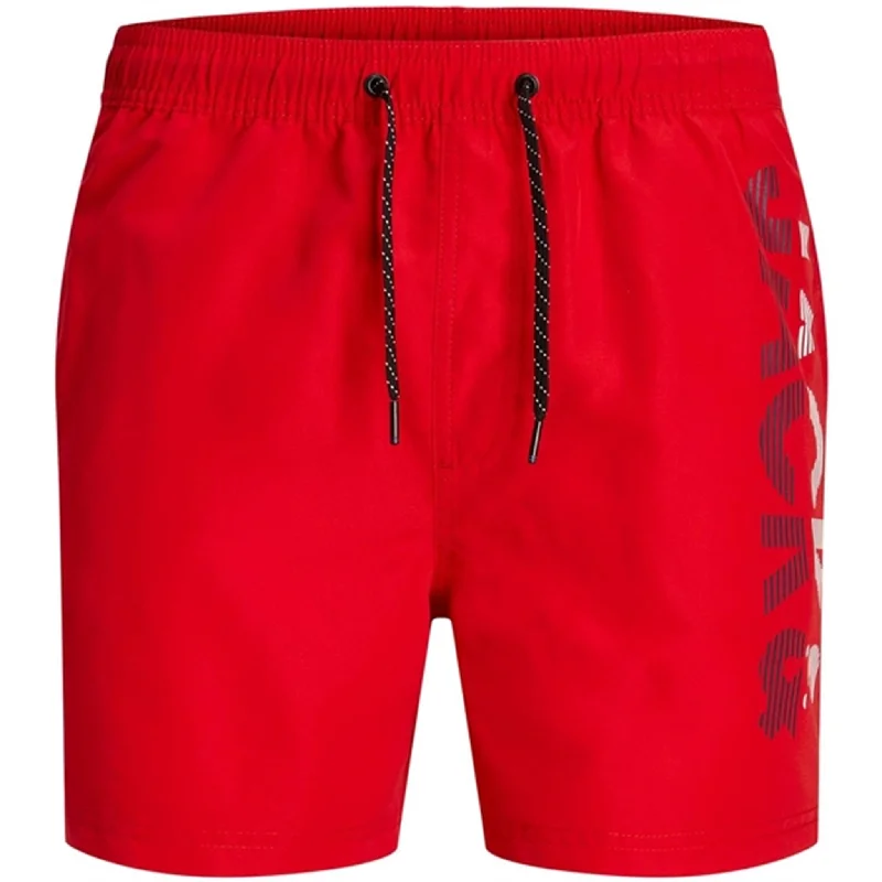 Jack & Jones Junior Chinese Red Fiji Swim Trunks Spice Logo