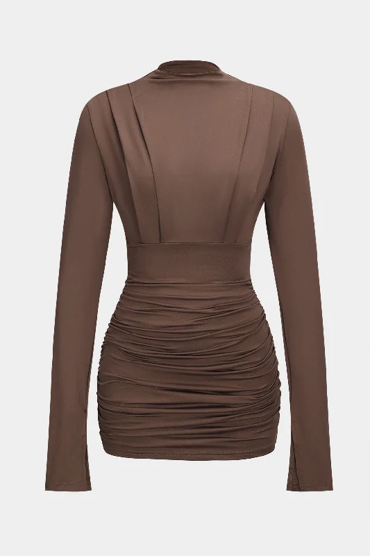 Ruched Long Sleeve Mini Dress