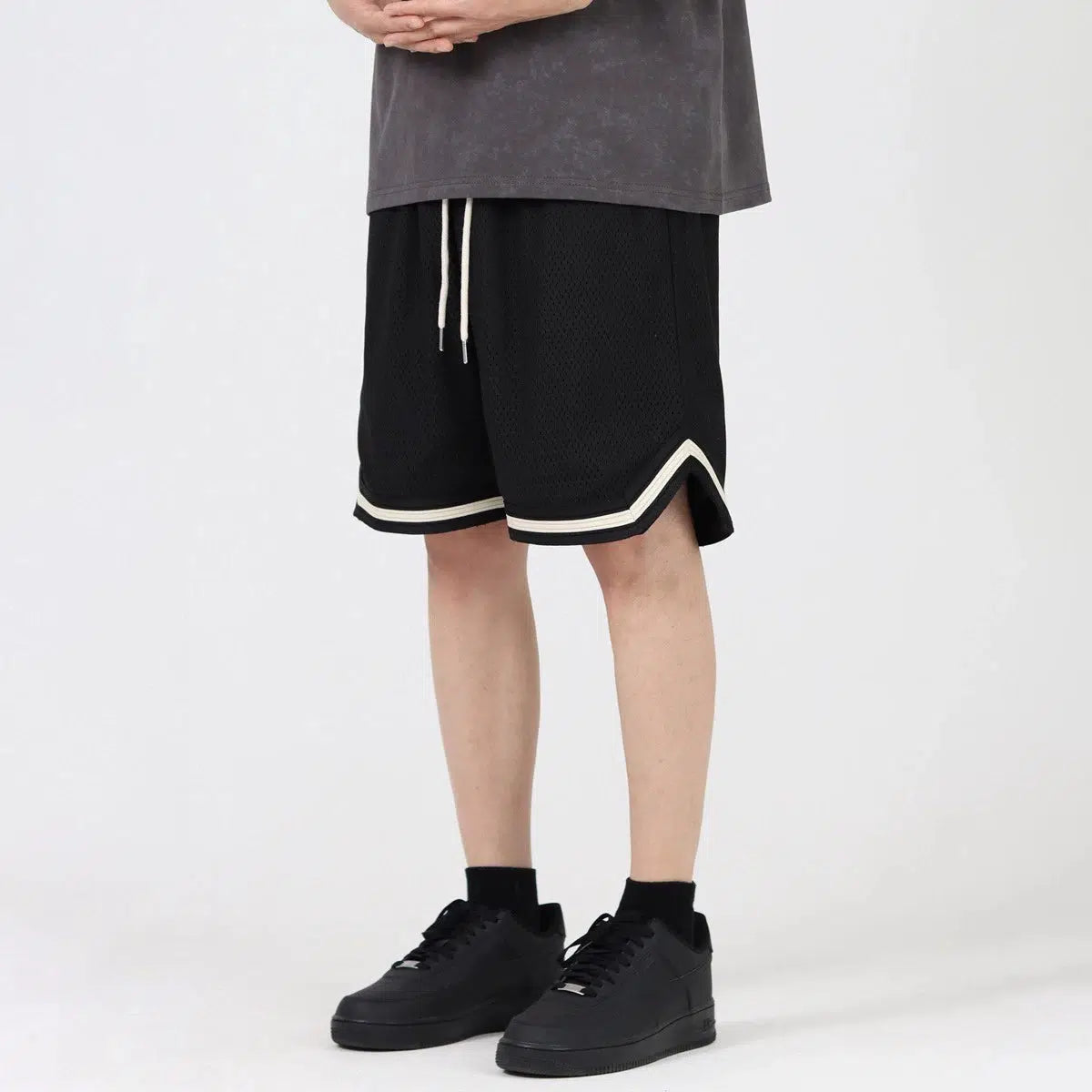 Cozy Fashions Mesh Slit Athletic Shorts