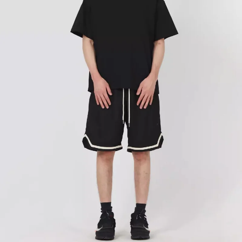 Mesh Stitching  Drawstring Shorts