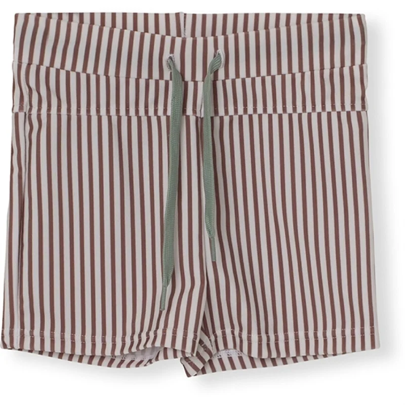 MINI A TURE Gerryan Printed UV50 Swim Shorts Acorn Brown Stripes