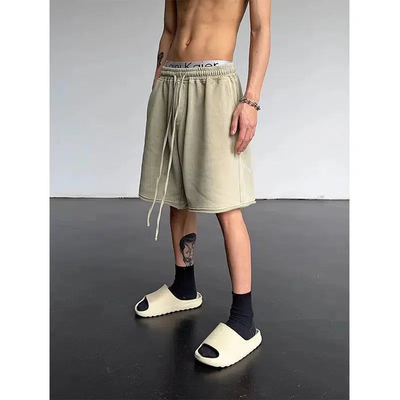 Washed Drawstring Shorts