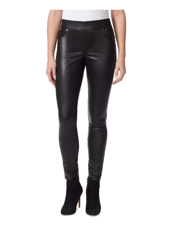 Avery Womens Faux Leather Mid-Rise Leggings