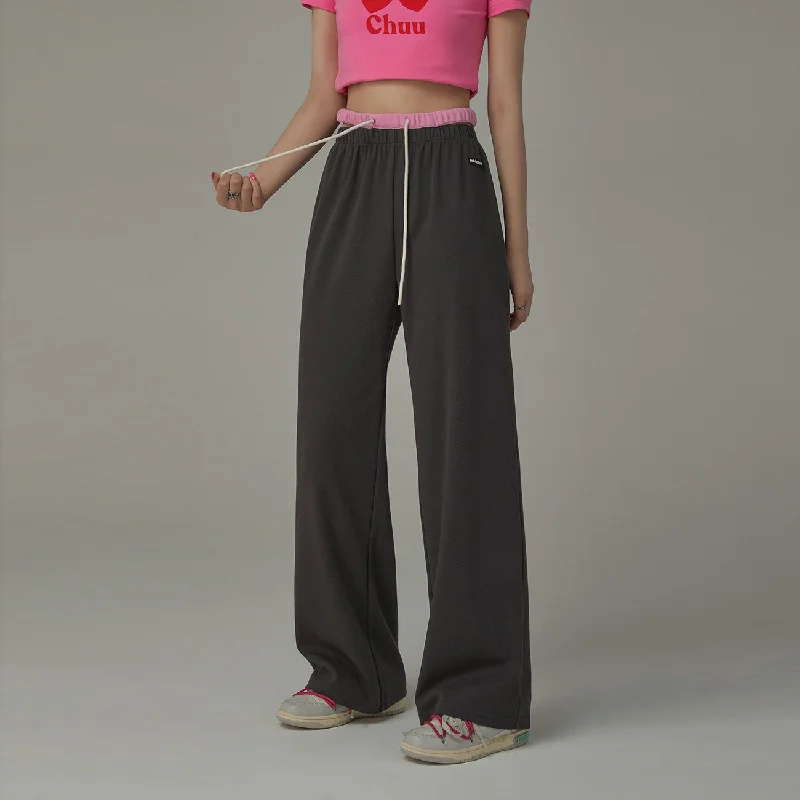 Side Slit String Casual Wide Pants