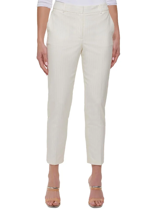 Essex Womens Pinstripe Slim Leg Ankle Pants