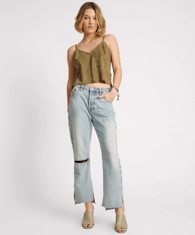 One Teaspoon Fleetwood Zipped Hooligans Mid Waist Relaxed Cropped Jean