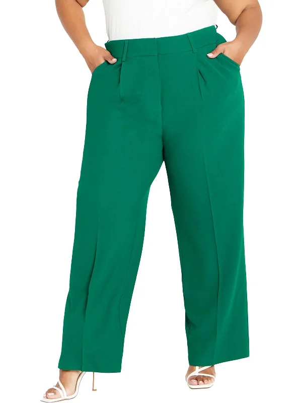 Plus Audrie Womens Textured High Rise Dress Pants