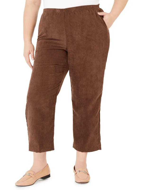 Plus Womens Comfort Waist Classic Fit Corduroy Pants