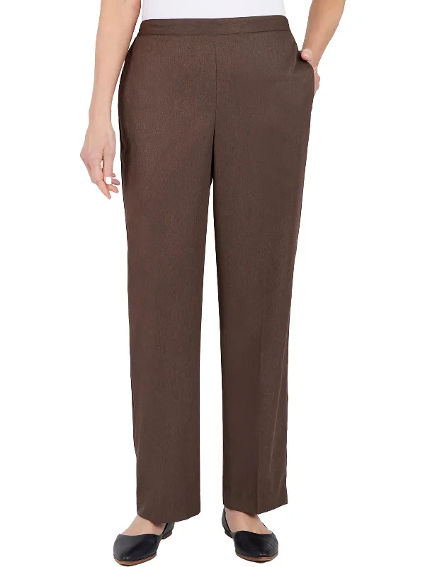 Plus Womens High Rise Heathered Straight Leg Pants