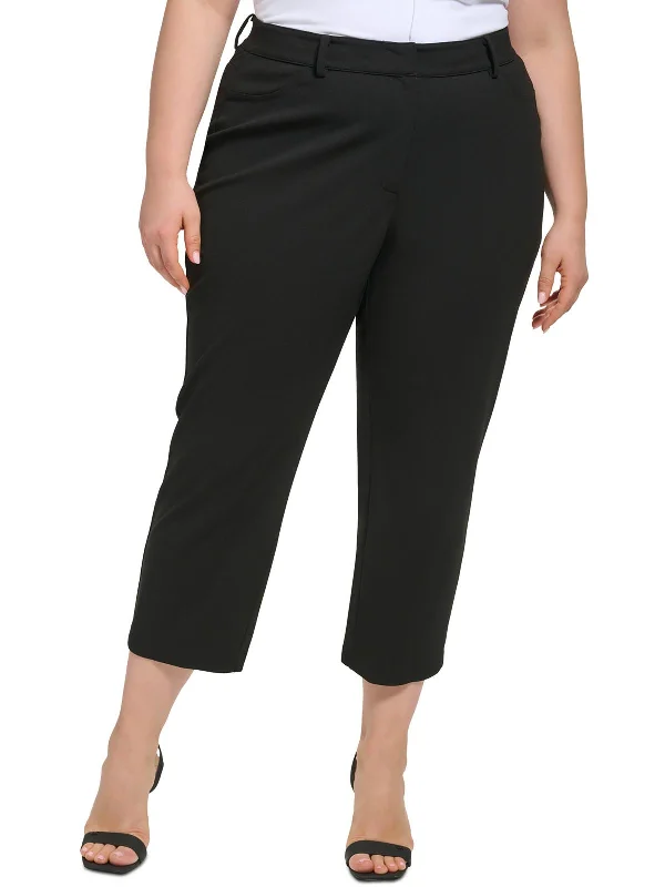 Plus Womens Office Solid Ankle Pants