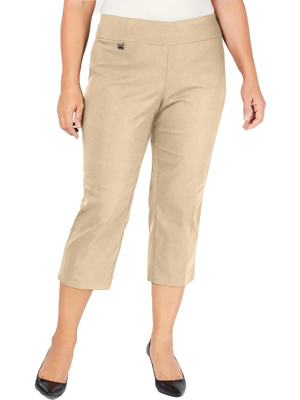 Plus Womens Woven Stretch Capri Pants