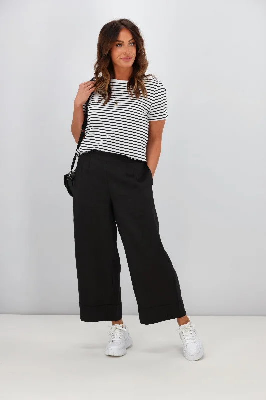 Tirelli Wide Leg Linen Pant Black