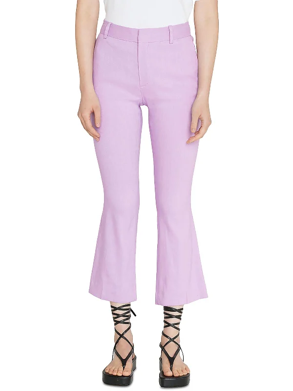 Womens Cropped Flare Leg Trouser Pants