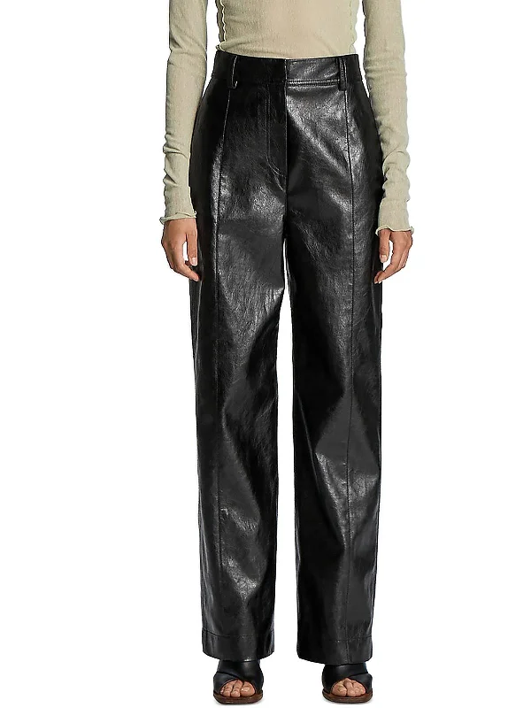 Womens Faux Leather Flared Pants