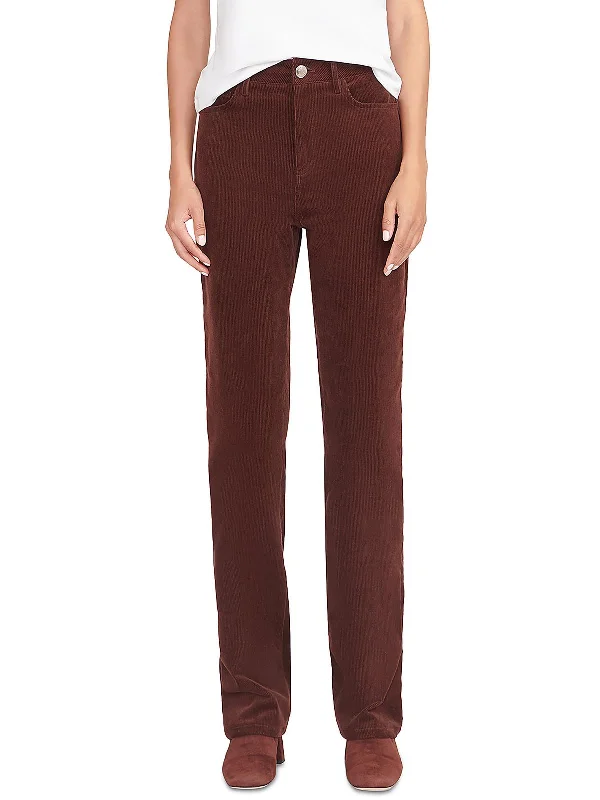 Womens High Rise Corduroy Straight Leg Pants