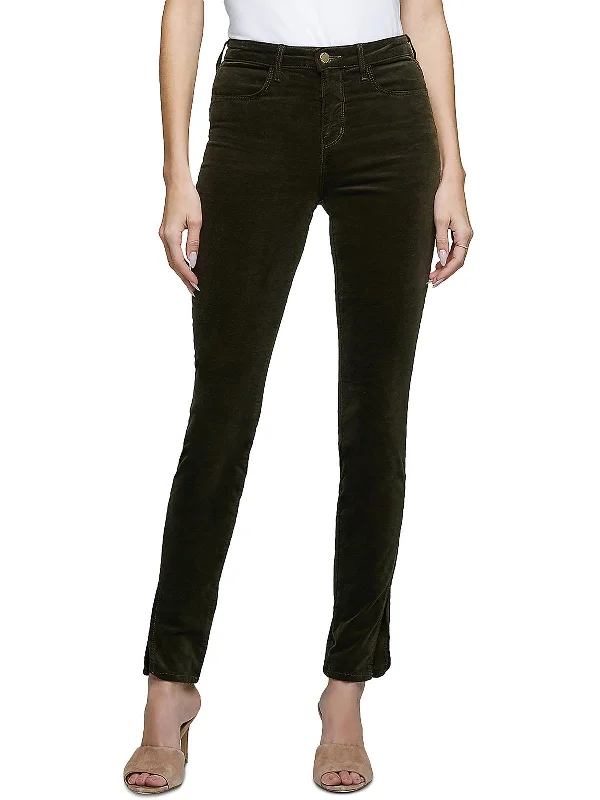 Womens High Rise Faux Suede Skinny Pants