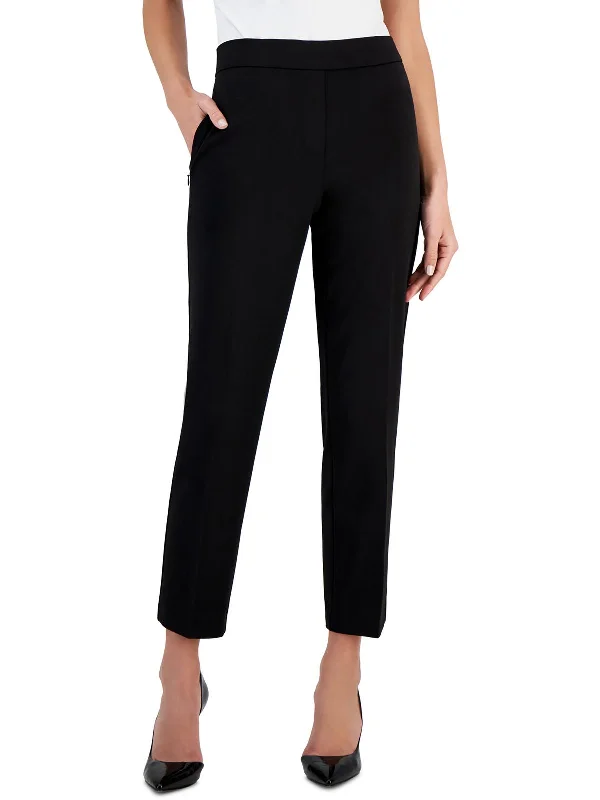 Womens High-Rise Polyester Ankle Pants