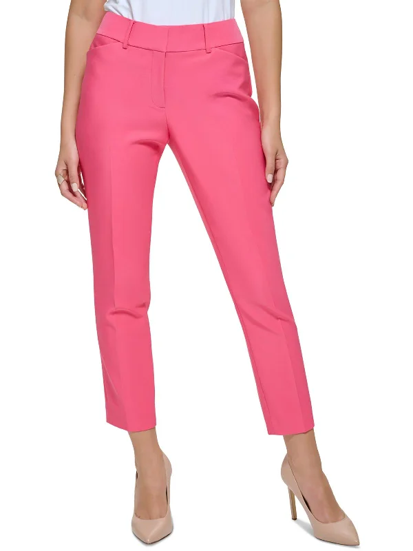 Womens Mid-Rise Solid Ankle Pants