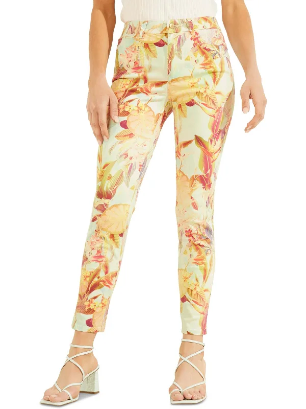 Womens Tencel Floral Skinny Pants